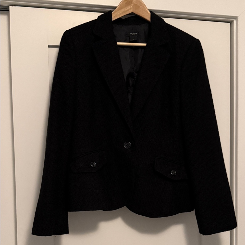 Ann Taylor Elegant Black Tweed Blazer